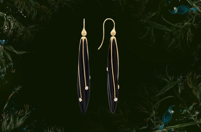 Crafting of The Harakeke: Black Jade and Diamond Drop Earrings