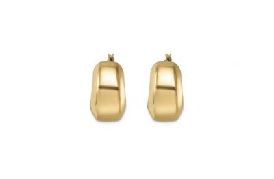 Puffed Huggie Earrings in Yellow Gold