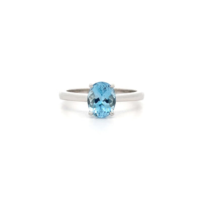 Alice: Oval Aquamarine Solitaire Ring in Platinum | 1.13ct