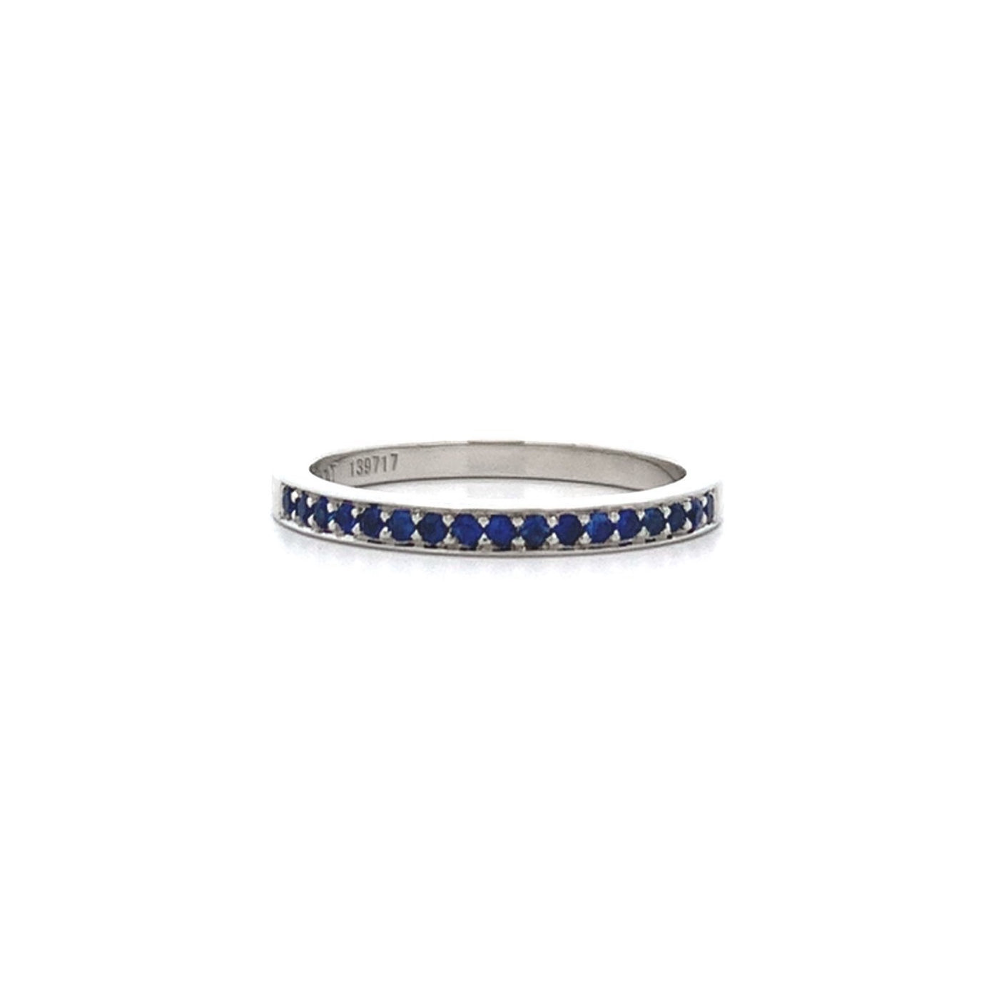 Round Cut Blue Sapphire Grain Set Ring in Platinum | 0.17ctw