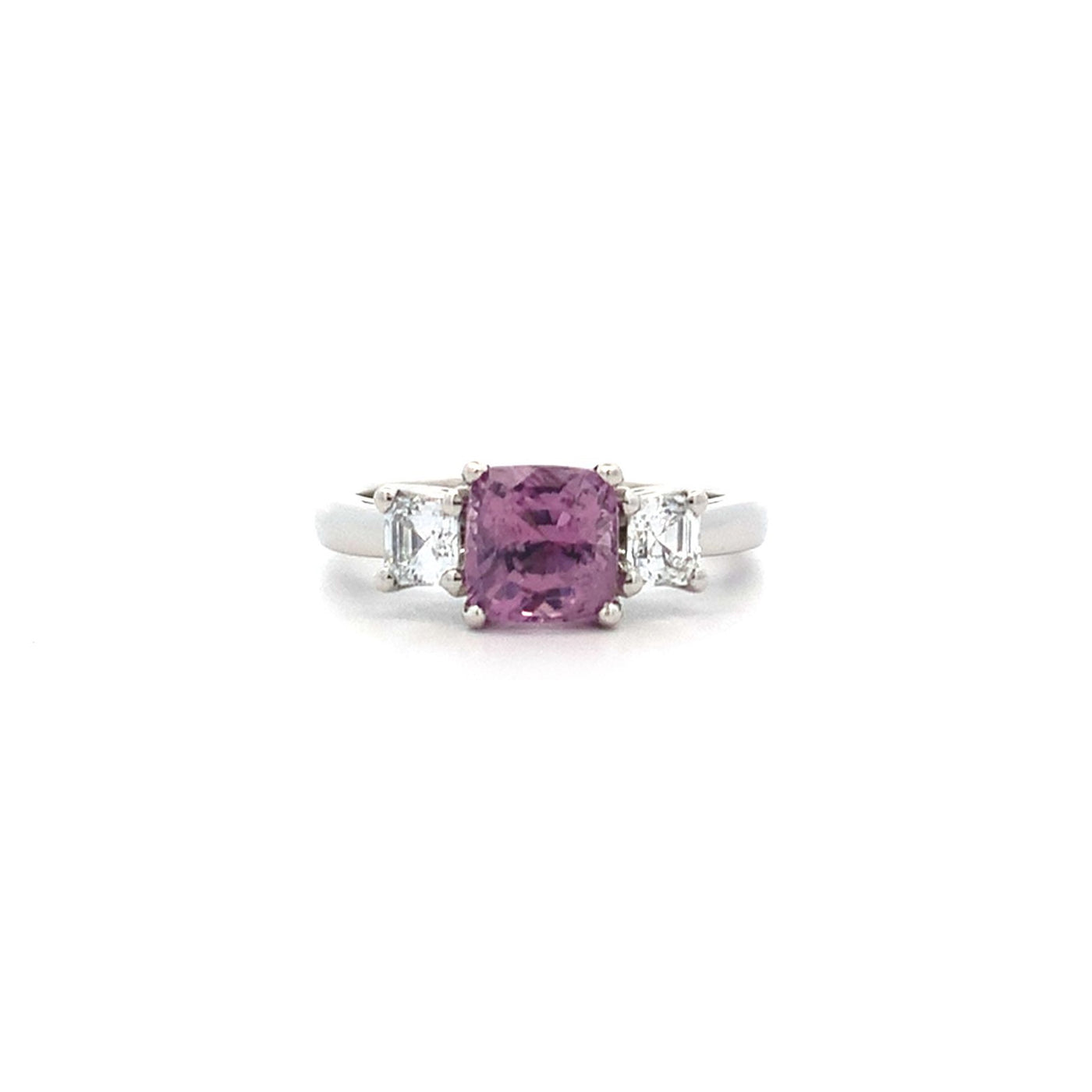 Pink Spinel and Diamond Three Stone Ring in Platinum | 1.43ct