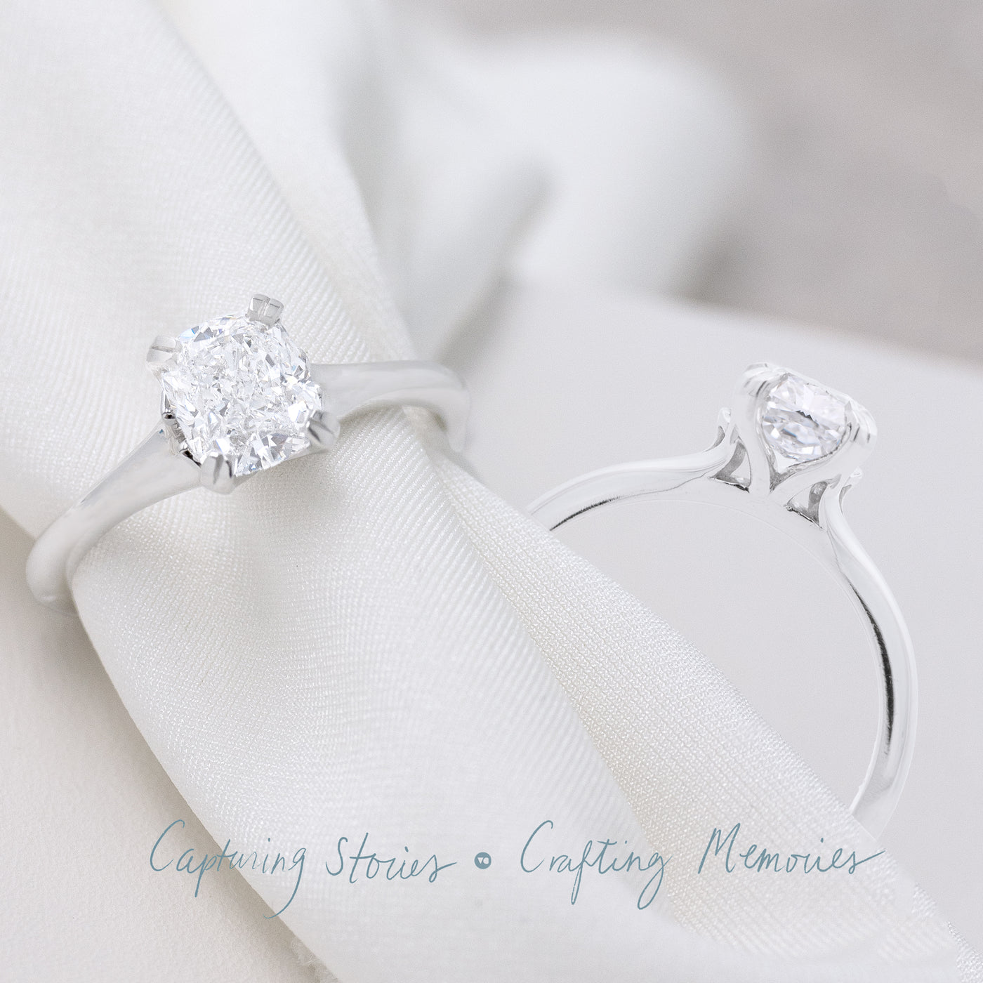 Arabesque: Cushion Cut Diamond Solitaire Ring