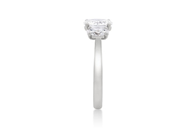 Harmony: Oval Cut Diamond Three Stone Ring in White Gold or Platinum