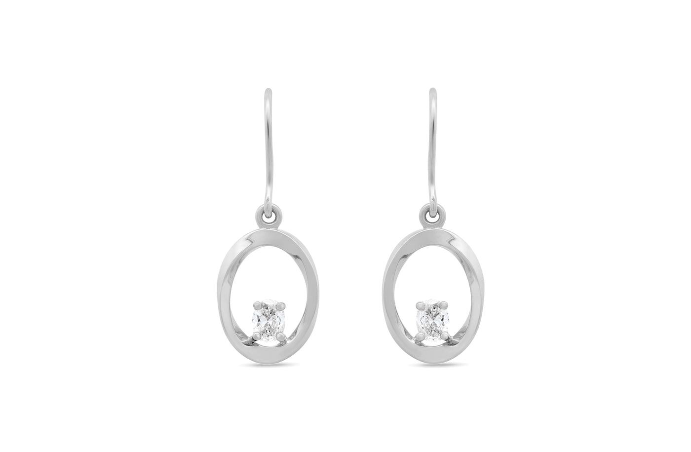 Mobius Twist Oval Cut Diamond Drop Earrings