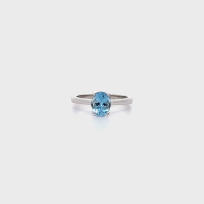 Alice: Oval Aquamarine Solitaire Ring in Platinum | 1.13ct