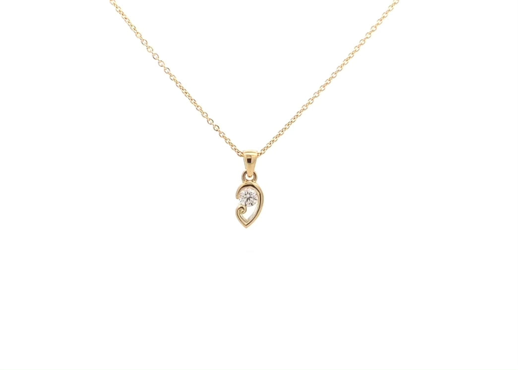 Tipu: Brilliant Cut Diamond Pendant in Yellow Gold | 0.17ct G SI2