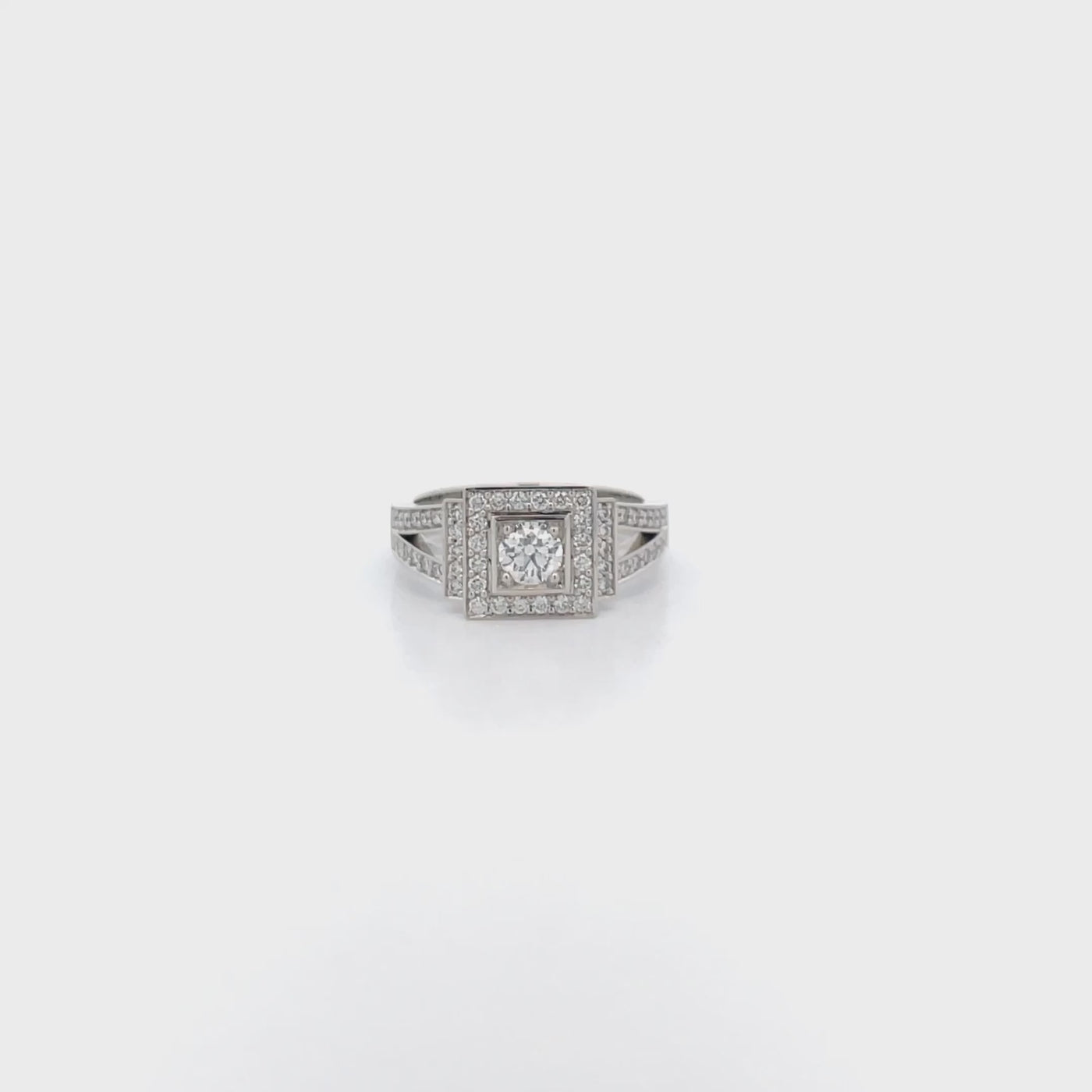 Terrace: Brilliant Cut Diamond Halo Ring in Platinum | 0.84ctw