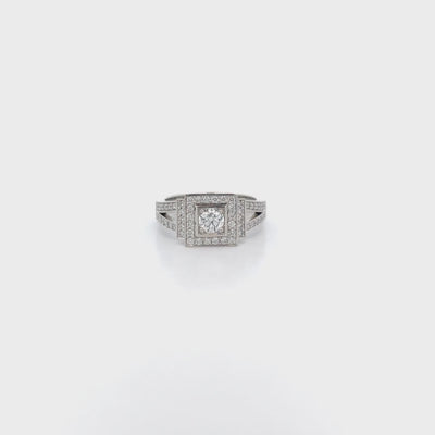 Terrace: Brilliant Cut Diamond Halo Ring in Platinum | 0.84ctw