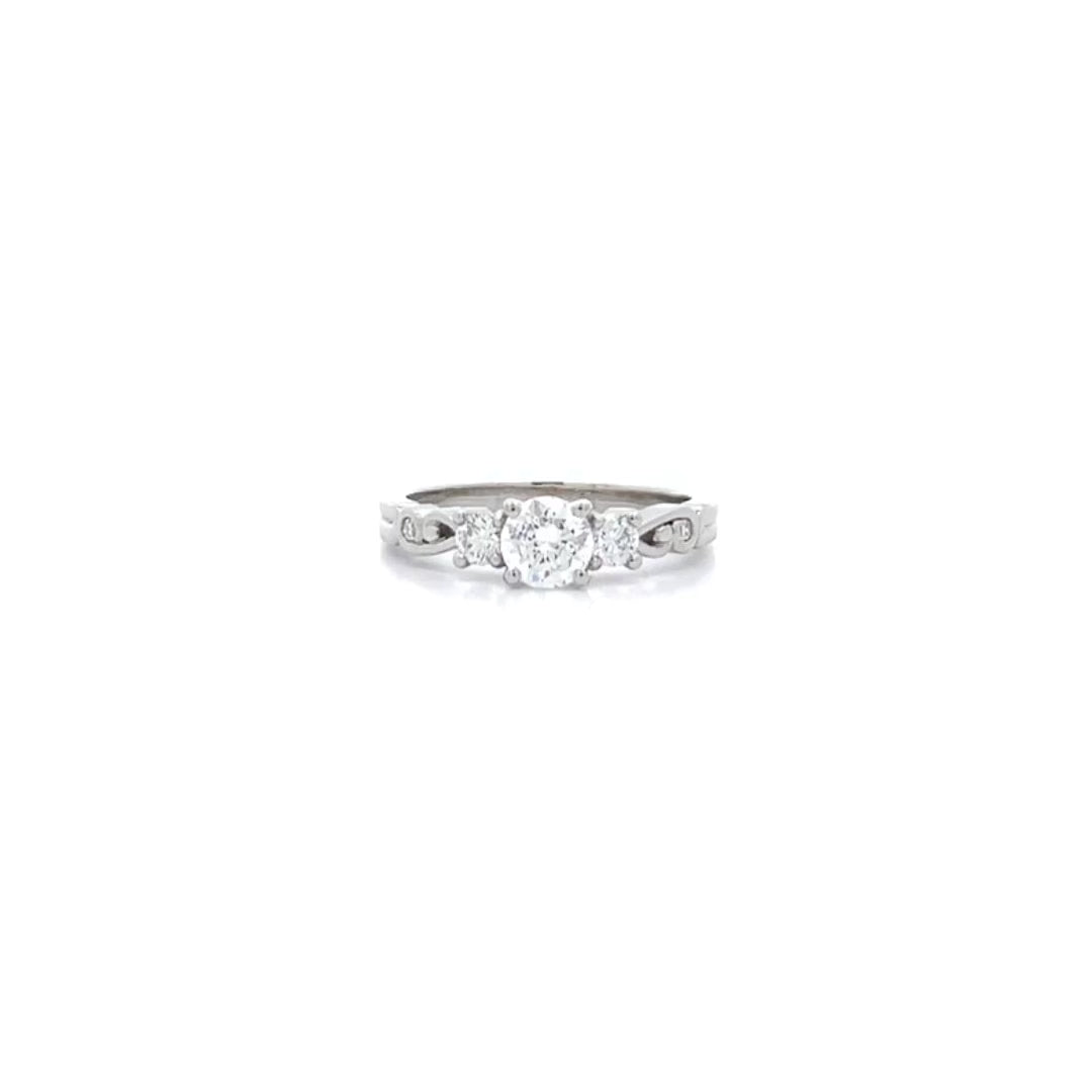 Furl: Brilliant Cut Diamond Three Stone Ring in Platinum | 0.73ctw