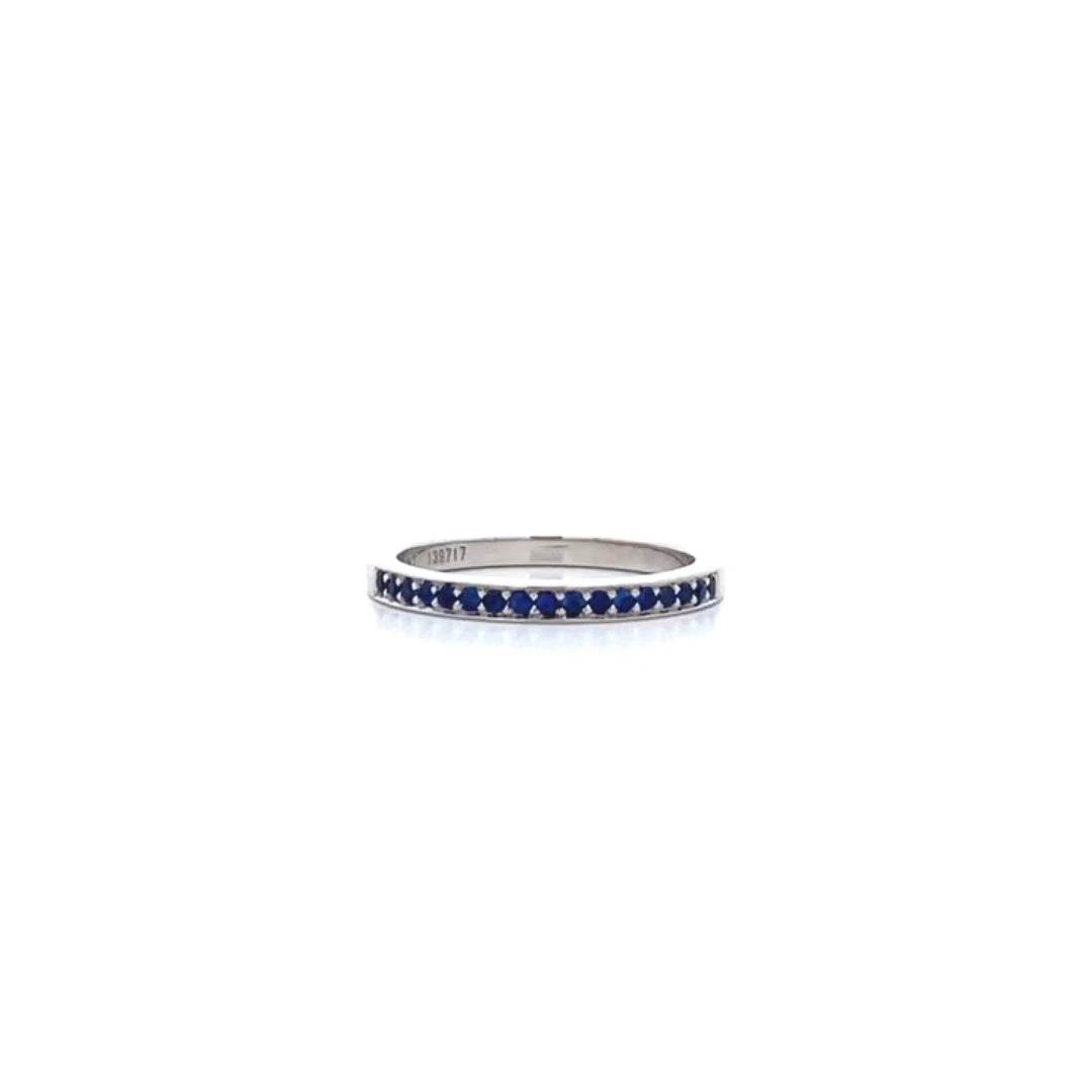 Round Cut Blue Sapphire Grain Set Ring in Platinum | 0.17ctw