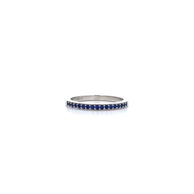 Round Cut Blue Sapphire Grain Set Ring in Platinum | 0.17ctw