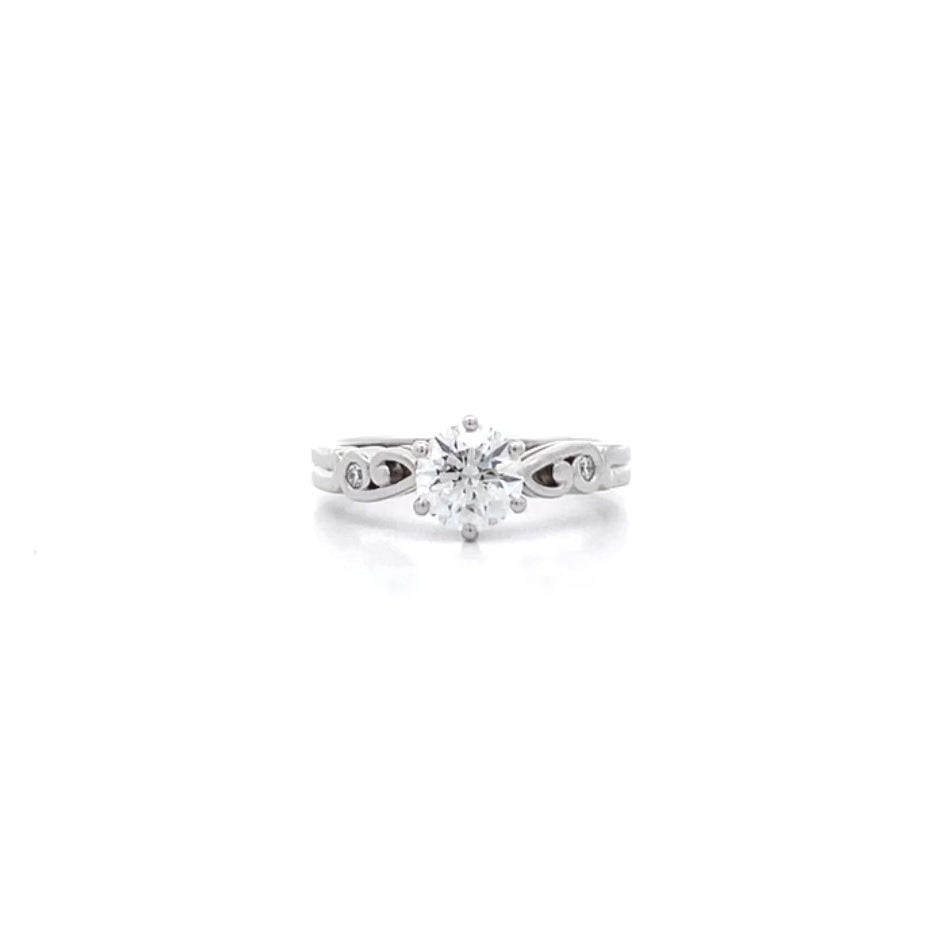 Furl: Brilliant Cut Diamond Solitaire Ring in Platinum | 0.90ct