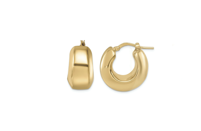 Puffed Huggie Earrings in Yellow Gold