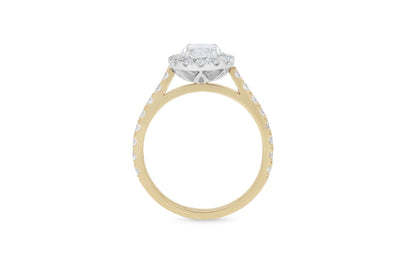 Adorn: Oval Cut Diamond Halo Ring with Diamond Set Band